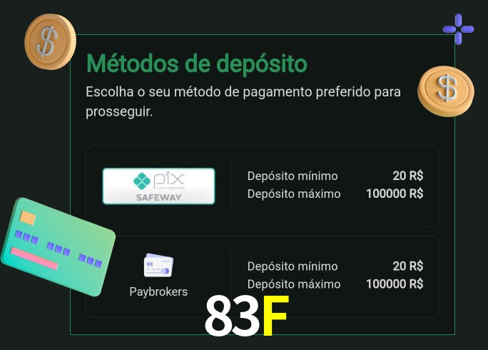 O cassino 83F oferece uma grande variedade de métodos de pagamento